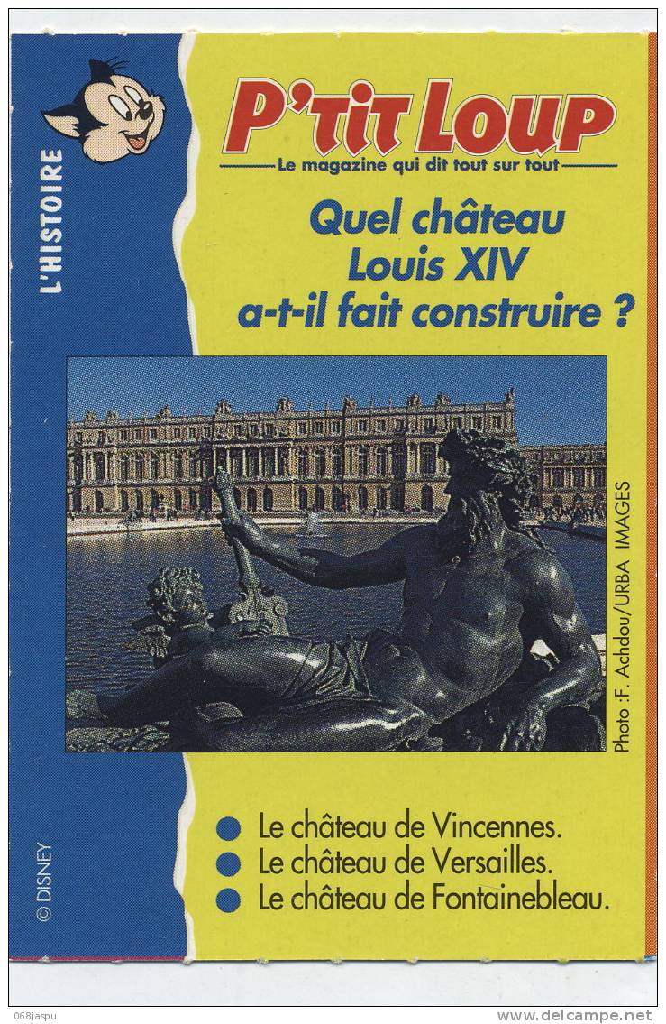 Fiche P´tit Loup Histoire Chateau De Versailles - Histoire