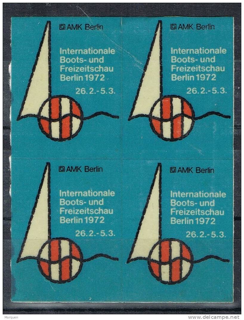 4 Vignette. Label. Berlin 1972,  Boots, Barco Vela - R- & V- Vignetten