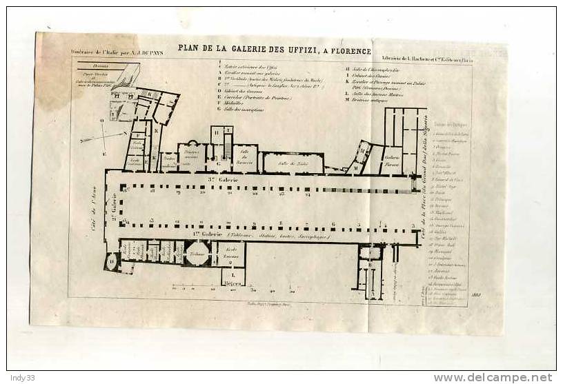 - PLAN DE LA GALERIE DES UFFIZI A FLORENCE . PLAN DU XIXe S. - Architecture