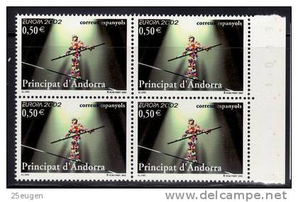 SPANISH ANDORRA  2002 EUROPA CEPT   Block Of 4 MNH - 2002