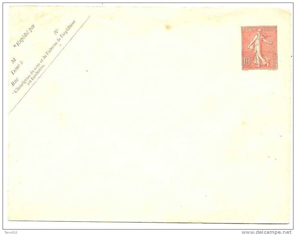 REF LGM - FRANCE EP ENVELOPPE TYPE SEMEUSE LIGNEE 10c  DATE 534 INTERIEUR BLEU CLAIR NEUVE - Standard Covers & Stamped On Demand (before 1995)