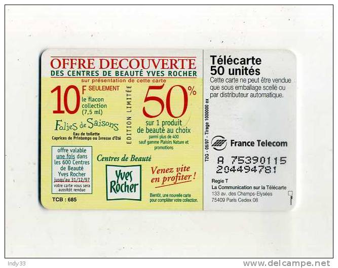 - TELECARTE EAU DE TOILETTE Y. ROCHER . 1997 - Parfum