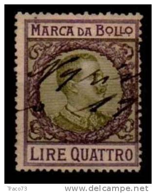 1915 / 1926  - MARCA DA BOLLO A TASSA FISSA -  Lire 4 (oliva Viola) - Fiscales