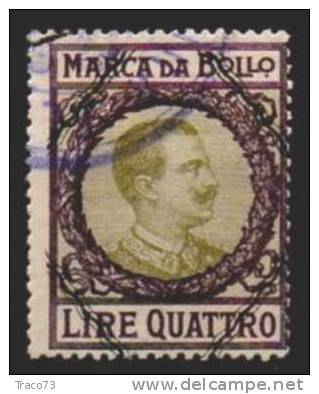 1920  -  MARCA DA BOLLO A TASSA FISSA -  Lire 4     (  Losanghe Nere  ) - Steuermarken