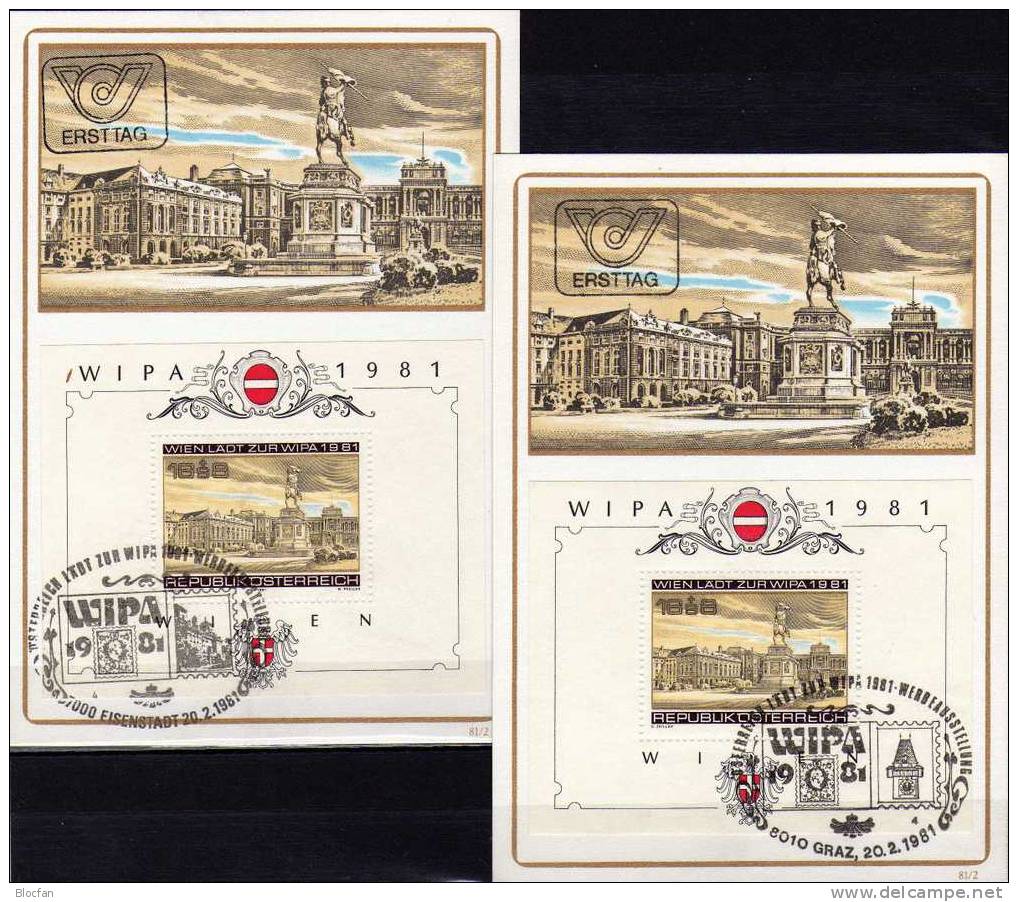 2 Maximumkarten WIPA 1981 Austria 1665 Block 5+ 2xMC2/81 O 32€ Heldenplatz Denkmal Hofburg Wien Maxicard From Austria - Máquinas Franqueo (EMA)