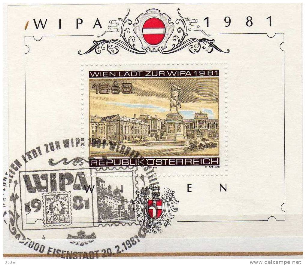 2 Maximumkarten WIPA 1981 Austria 1665 Block 5+ 2xMC2/81 o 32€ Heldenplatz Denkmal Hofburg Wien maxicard from Austria