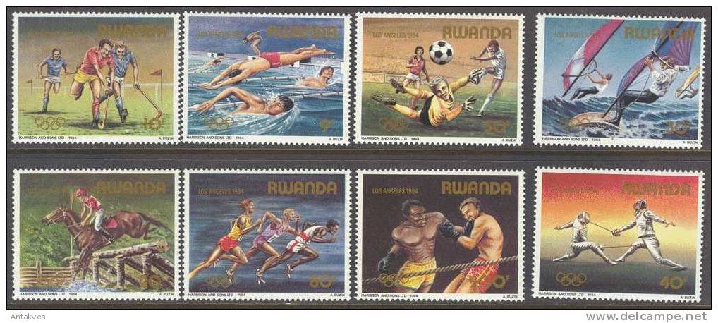 Rwanda 1984 Olympic Games Los Angeles-84 Set Of 8 MNH - Summer 1984: Los Angeles