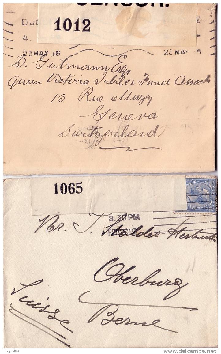 GUERRE DE 14- CENSURE SUR 2 LETTRES DE GRANDE BRETAGNE POUR SUISSE - Storia Postale