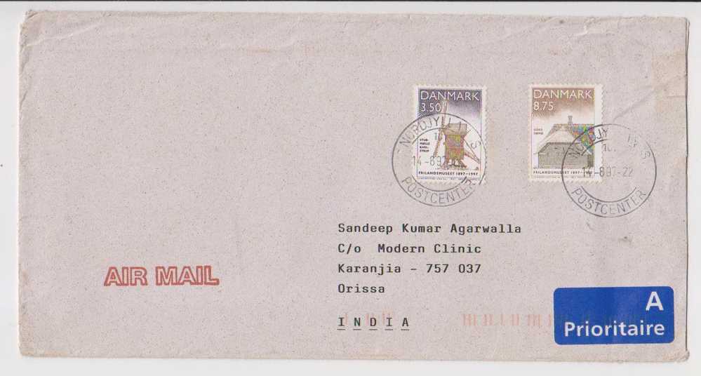 Denmark 1997, Commercial Air Mail Cover To India, Museums  Series, Half Set, Art - Posta Aerea