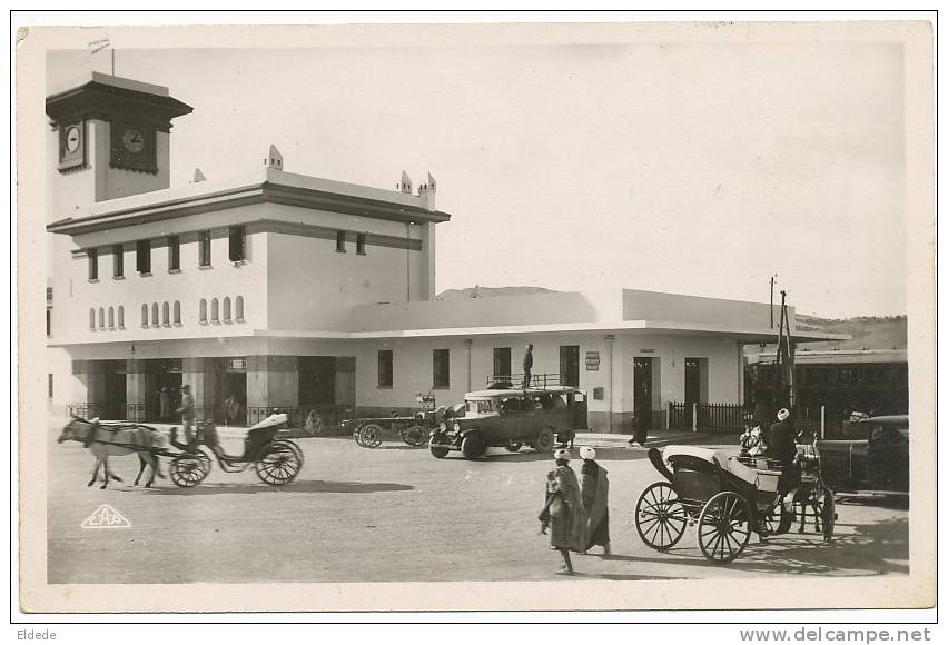 Fez 91 La Gare De Tanger Fes Ecrite 1955 Autobus - Fez (Fès)