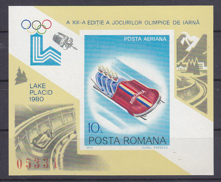 Roemenië, BL165 **, Michel = 40 Euro (XX14510) - Hiver 1980: Lake Placid