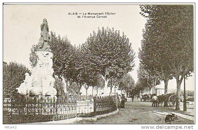 15-Alais-Gard-Essonne-Ile De France-Monument Florian Et L'Avenue Carnot-v.1905 X Paris - Alès