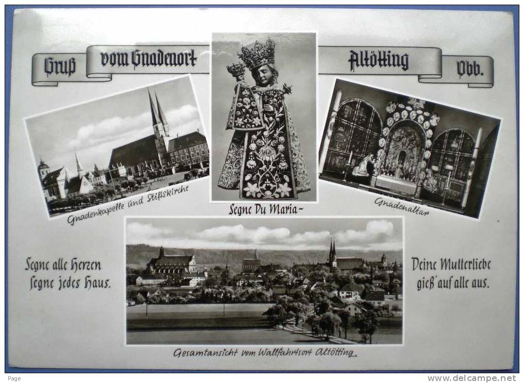 Altötting,4-Bild-Karte,Gesamtansicht,Gnadenkapelle Und Stiftskirche,Gnadenaltar,1967 - Altötting