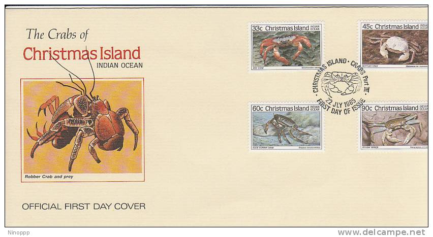 Christmas Island-1985 Crabs, Dated 22 July 85, FDC - Christmaseiland