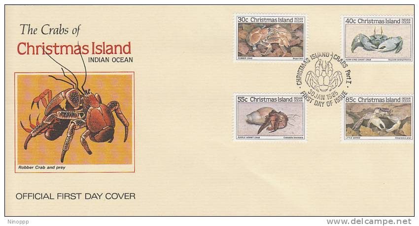 Christmas Island-1985 Crabs, Dated 30 Jan 1985, FDC - Christmas Island