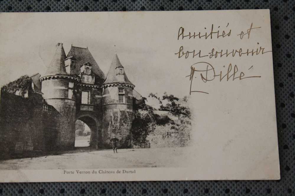 CPA Château De Durtal (Anjou)49 MAINE & LOIRE Timbre à Date Cachet Ambulant Convoyeur Angers à La Fléche Précurseur 1902 - Durtal