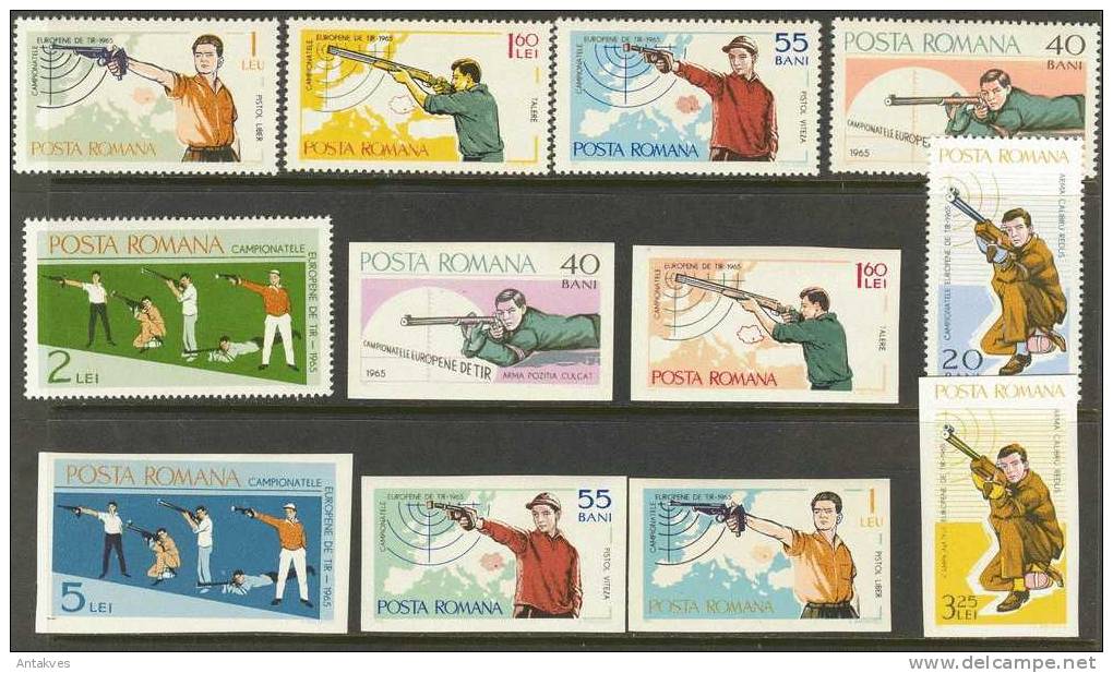 Romania 1965 Sport Shooting Set Of 6+imperf. MNH - Shooting (Weapons)