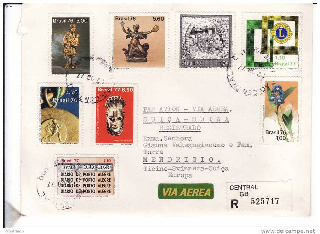 1977 Brasile - Racc. Aerea Viaggiata - Affrancatura Mista - Brieven En Documenten