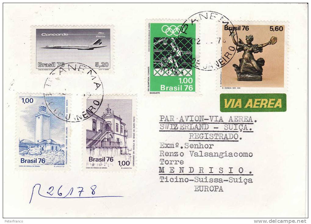 1976 Brasile - Racc. Aerea Viaggiata - Affrancatura Mista - Lettres & Documents