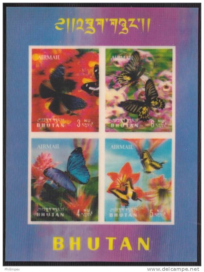 BHUTAN BUTTERFLIES, SET + BOTH SHEETLETS FROM 1969 - RARE - Bhutan