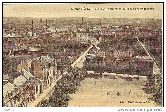 56-Armentieres-Pas De Calais- France-Vue A Vol D´oiseau De La Place De La Republique-v.1908 X Tunis-Tunisie. - Armentieres