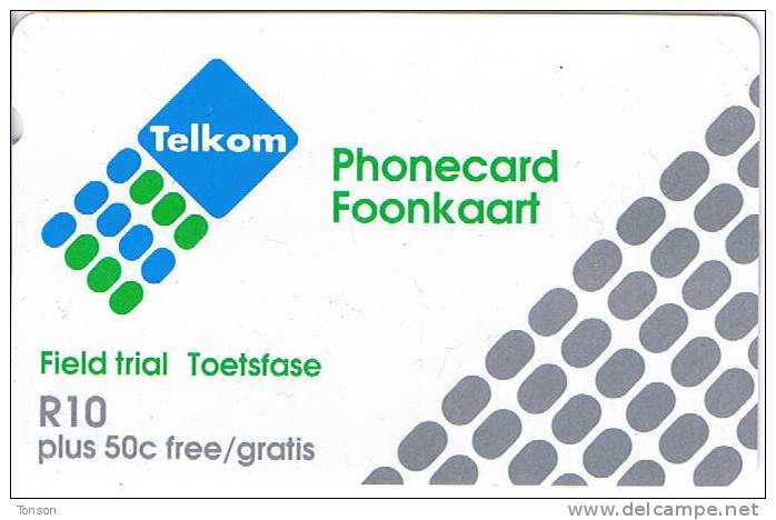 South Africa, SAF-TM-1, Telkom R10, Trial Card, Logo, MCP1, 2 Scans. - Afrique Du Sud