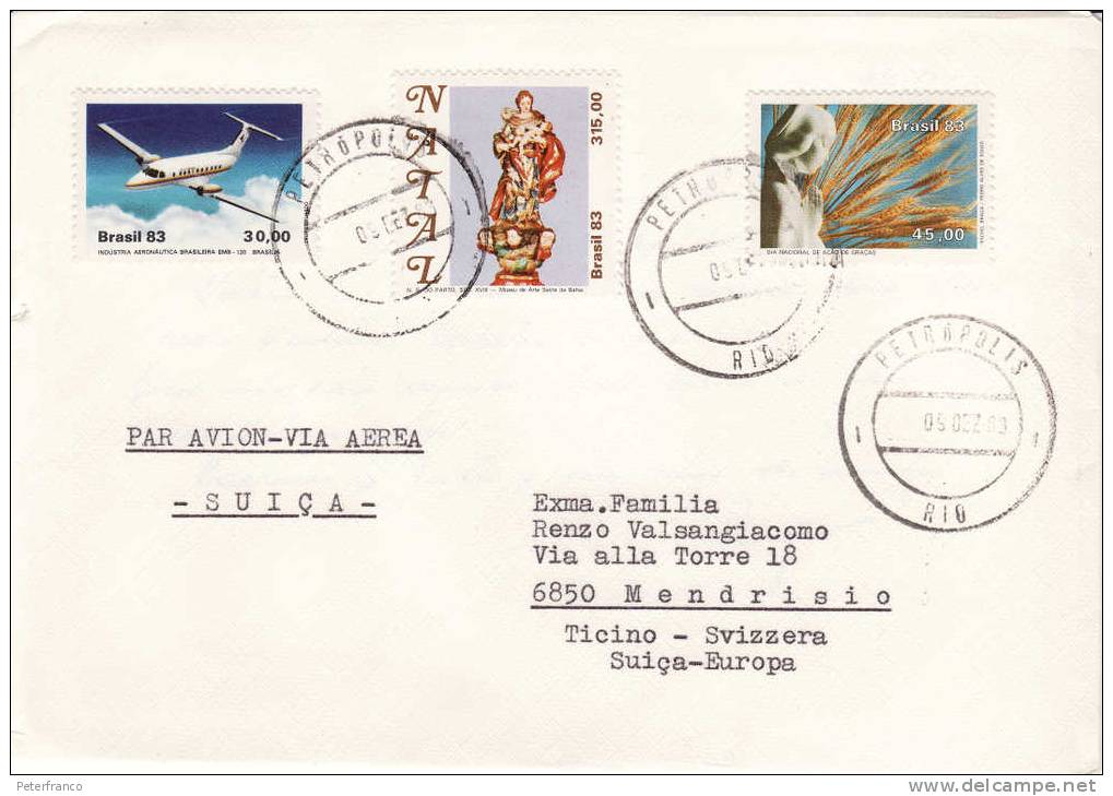 1983 Brasile - Raccomandata Aerea Viaggiata - Affrancatura Mista - Cartas & Documentos