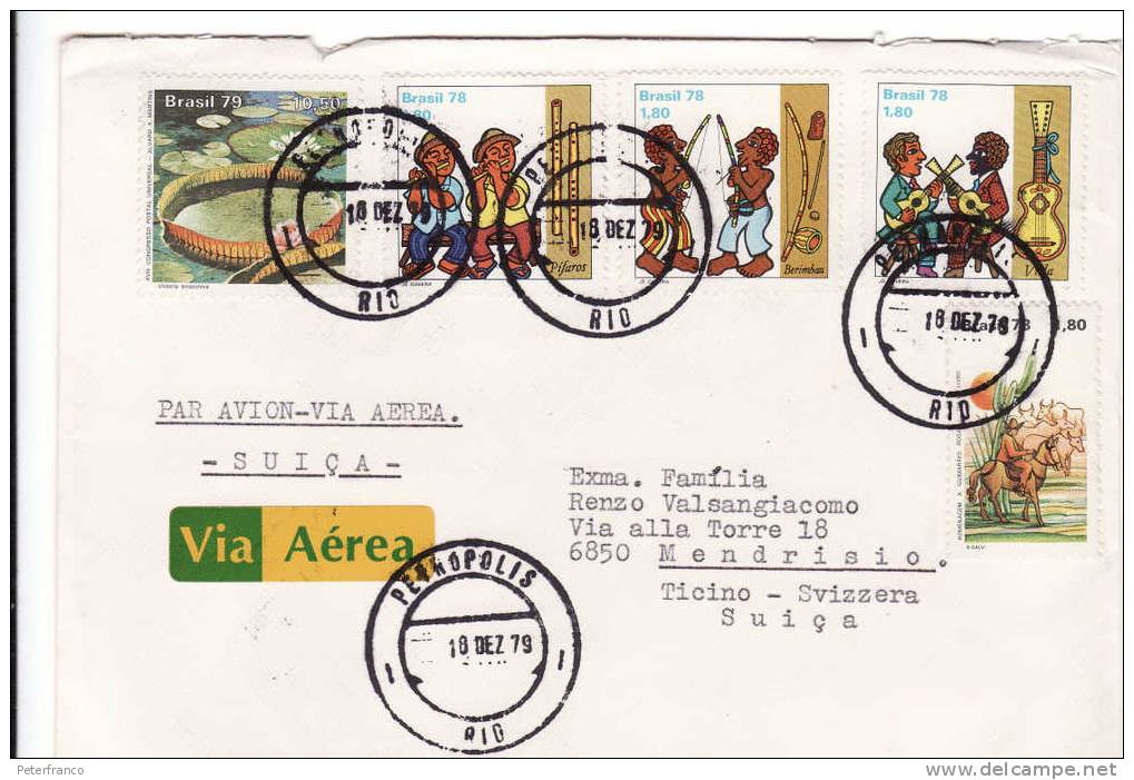 1979 Brasile - Raccomandata Aerea Viaggiata - Affrancatura Mista - Brieven En Documenten