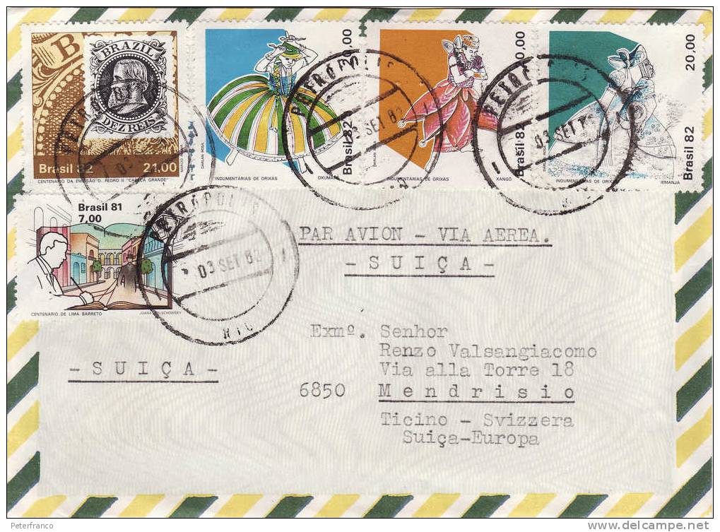 1982 Brasile - Raccomandata Aerea Viaggiata - Affrancatura Mista - Covers & Documents