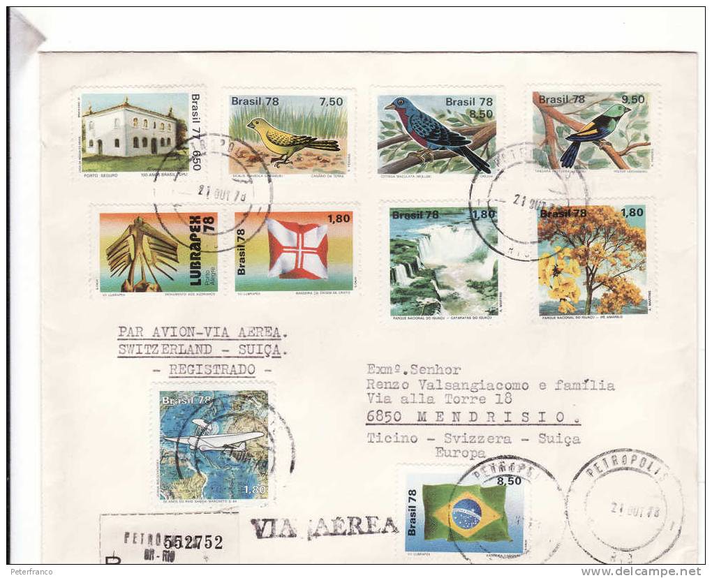 1978 Brasile - Raccomandata Aerea Viaggiata - Affrancatura Mista - Cartas & Documentos