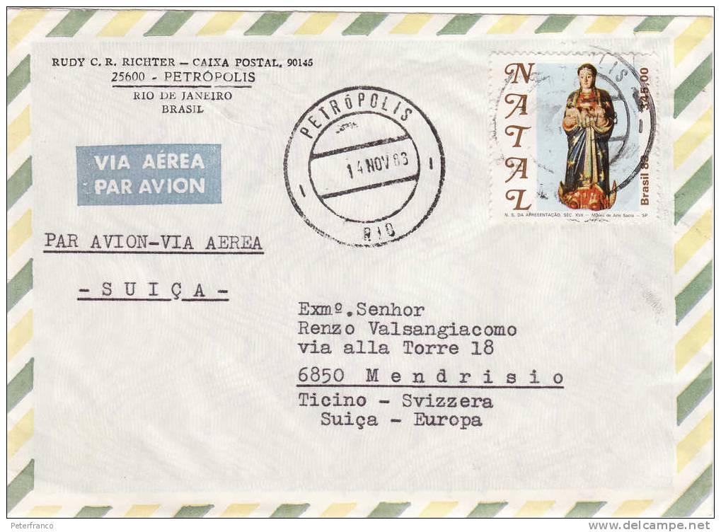 1983 Brasile - Busta Aerea Viaggiata - Affrancatura Natale 1983 - Brieven En Documenten