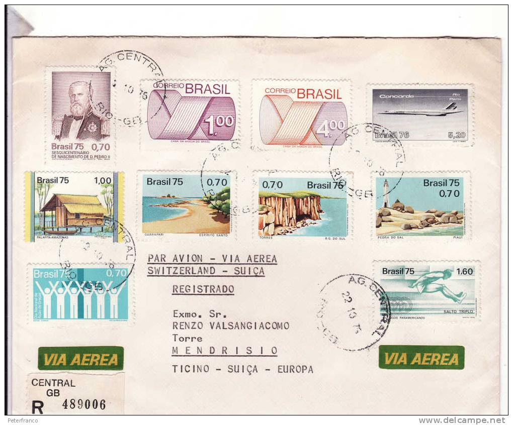 1976 Brasile - Raccomandata Aerea - Affrancatura Mista - Lettres & Documents