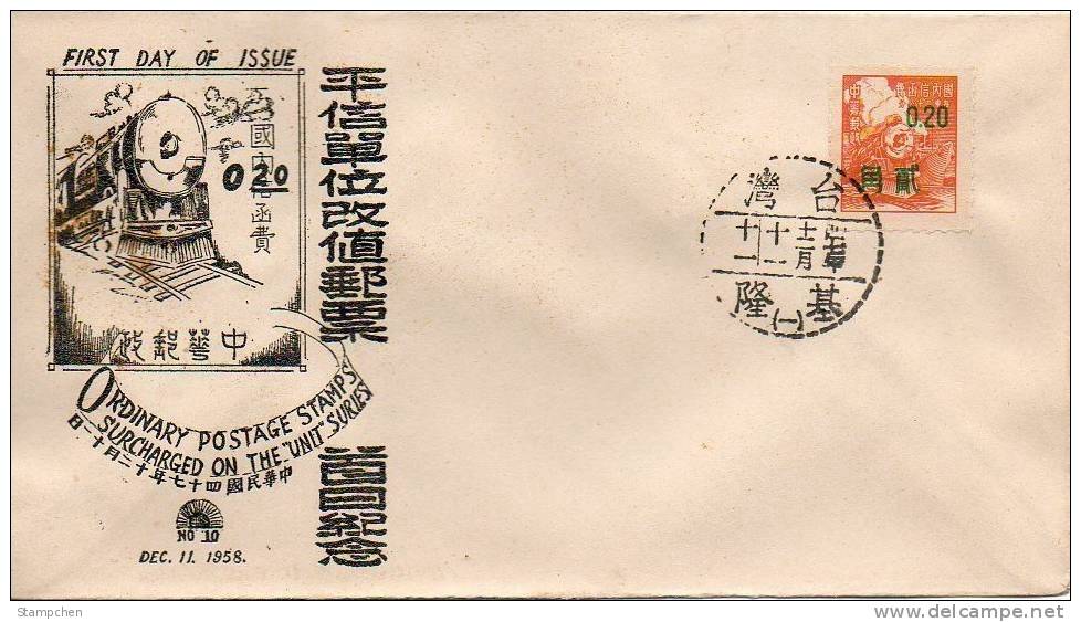 FDC 1958 Domestic Unit Stamp Train Ship Sc#1213 - Treni