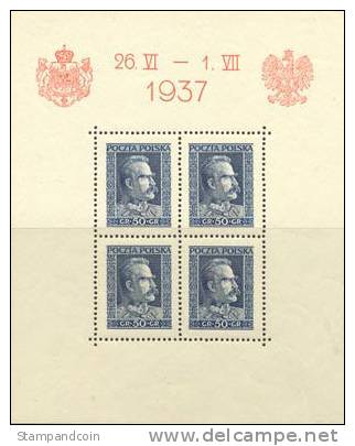 Poland 315 (Blk 3) Mint Hinged Souvenir Sheet From 1937 - Nuovi