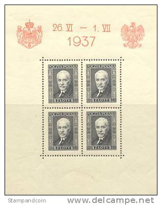 Poland 316 (Blk 4) Mint Hinged Souvenir Sheet From 1937 - Neufs