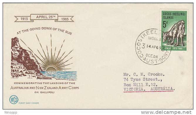 Cocos Islands  - 1965 ANZAC, Wesley Addressed FDC - Cocos (Keeling) Islands