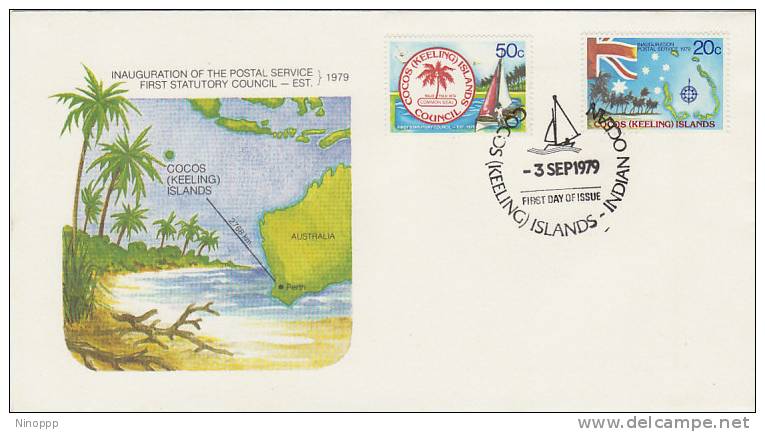 Cocos Islands - 1979 Inauguration Postal Service FDC - Cocos (Keeling) Islands