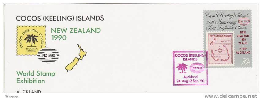 Cocos Islands  -1990 World Stamp Exhibition NZ 90 Souvenir Card - Isole Cocos (Keeling)