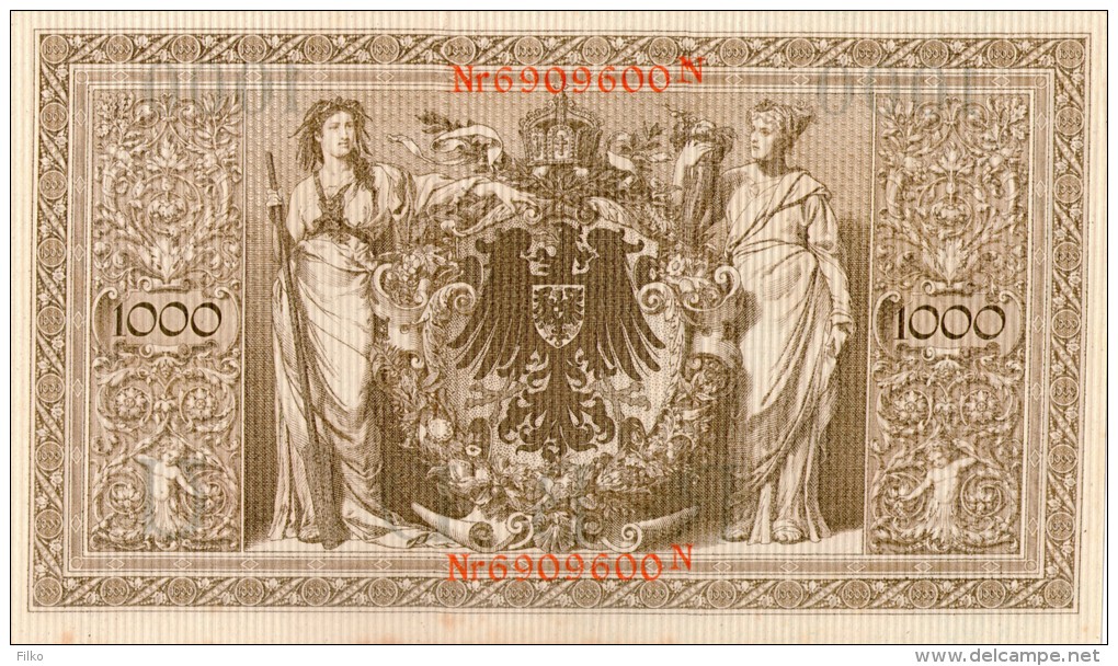 Germany,1000 M.21.4.10,P.44b,Ro.40b, SERIE:N/U,7 Digit#,as Scan - 1.000 Mark