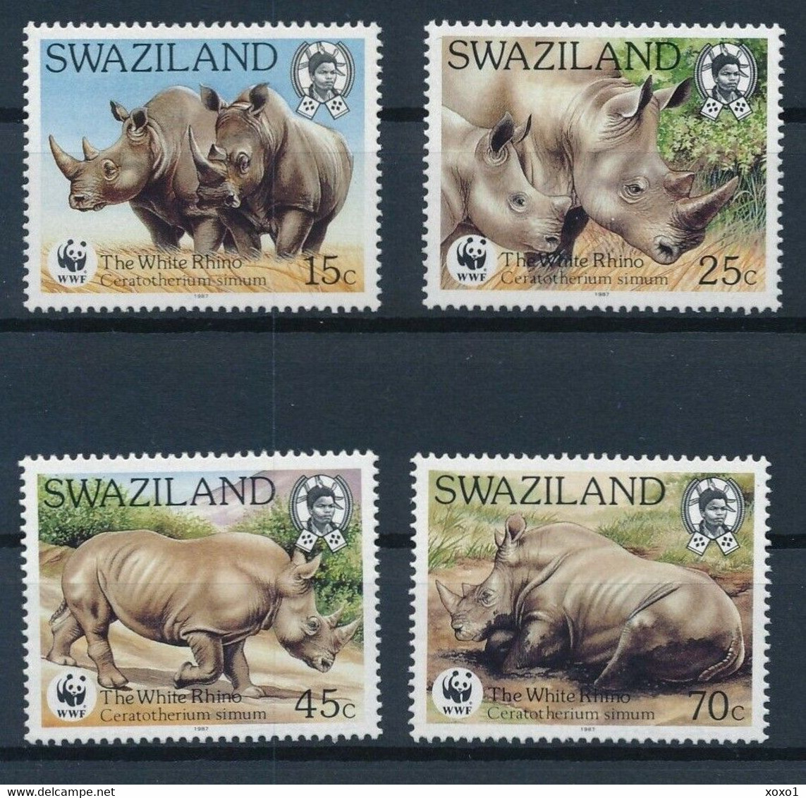 Swaziland 1987 Mi.No. 528 - 531 Animals White Rhinoceros WWF  4v  MNH** 16,00 € - Rhinoceros