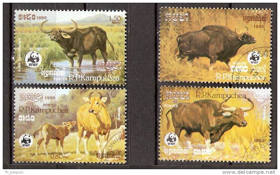 WWF 1986 Cambodia - Cambodian Cattle - Used Stamps