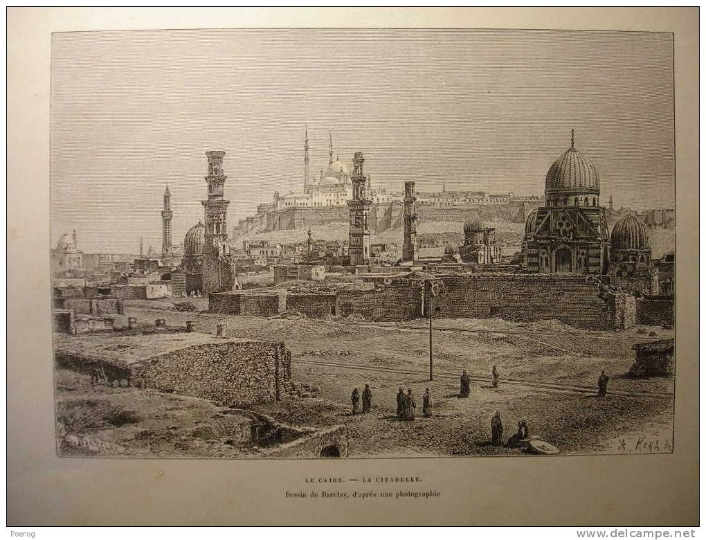 GRAVURE EGYPTE 1885 - LE CAIRE - LA CITADELLE - EGYPT CAIRO 1885 Print - Sonstige & Ohne Zuordnung