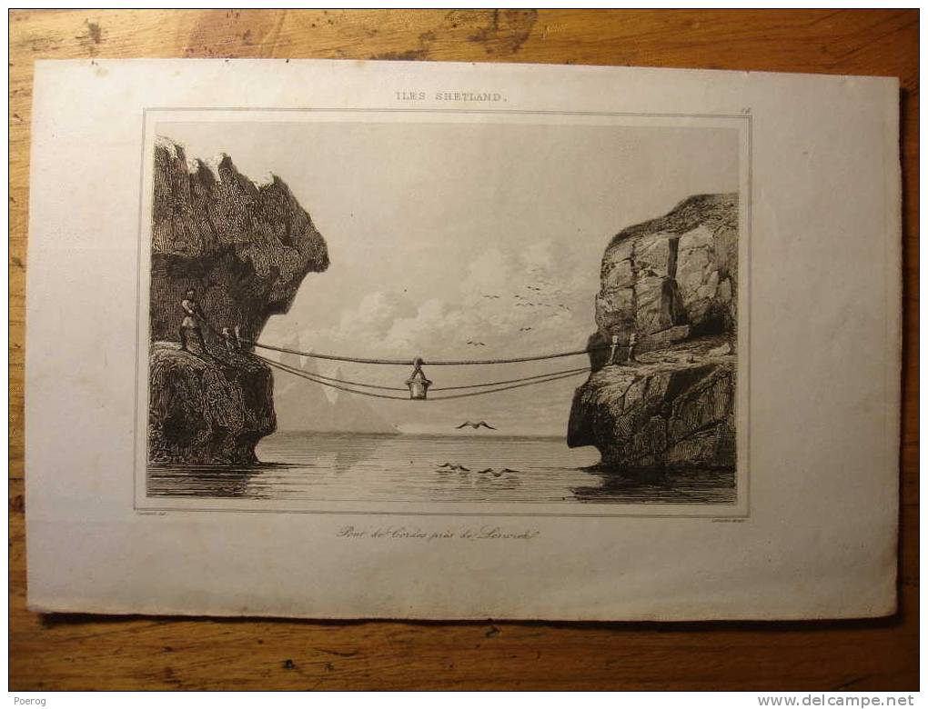 ILES SHETLAND - PONT A CORDES PRES DE LERWICK - GRAVURE ECOSSE - 1840-1850 -  SCOTLAND Print By LEMAITRE GAUCHEREL - Other & Unclassified