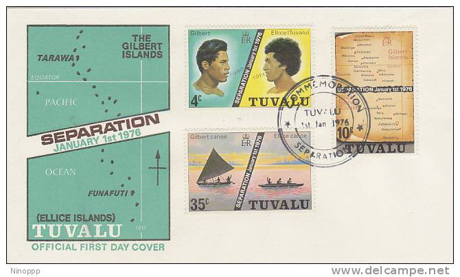 Tuvalu-1976 Separation FDC - Tuvalu (fr. Elliceinseln)