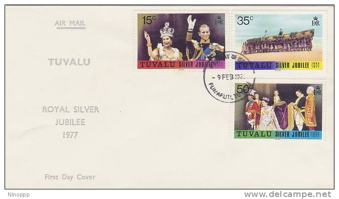 Tuvalu-1977 Queen Elizabeth II Silver Jubilee FDC - Tuvalu (fr. Elliceinseln)