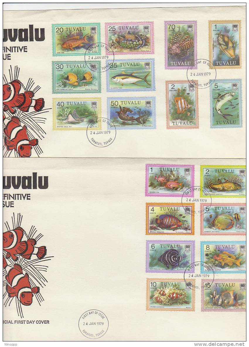 Tuvalu-1979 Fish Definitives  FDCs - Tuvalu (fr. Elliceinseln)