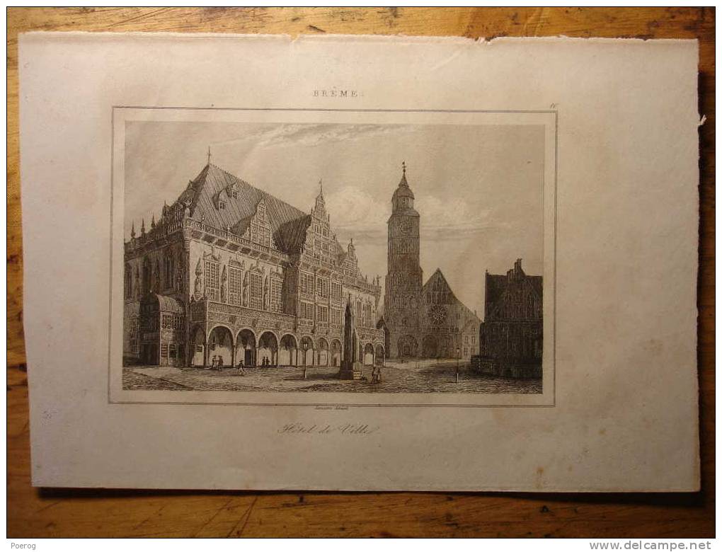 BREME HOTEL DE VILLE - GRAVURE ALLEMAGNE - 1844 - GERMANY BREMEN Print By LEMAITRE - DEUTSCHLAND - Autres & Non Classés