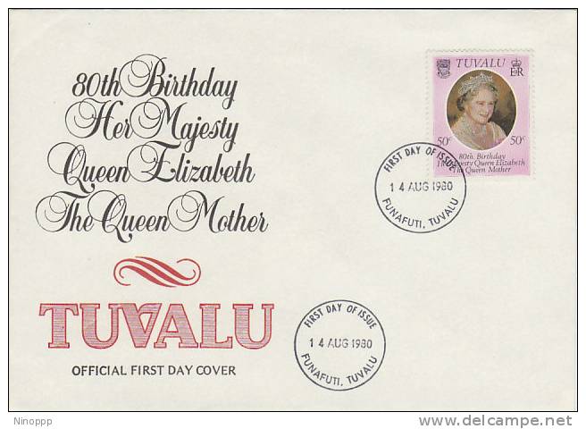 Tuvalu-1980 80th Birthday Queen Mother FDC - Tuvalu