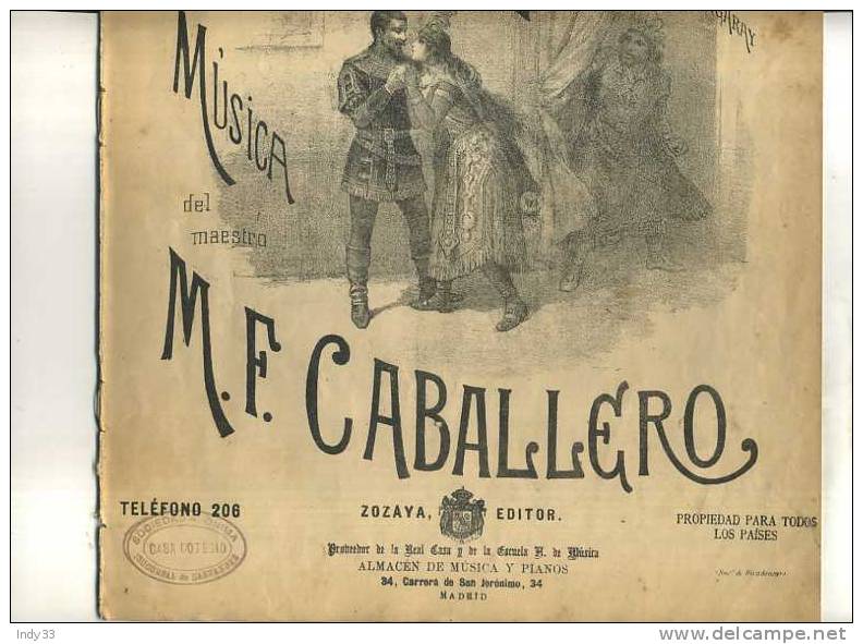 - EL DUO DE LA AFRICANA . ZARZUELA EN UN ACTO DE M. ECHEGARAY . MUSICA DE M.F. CABALLERO - Compositeurs De Comédies Musicales