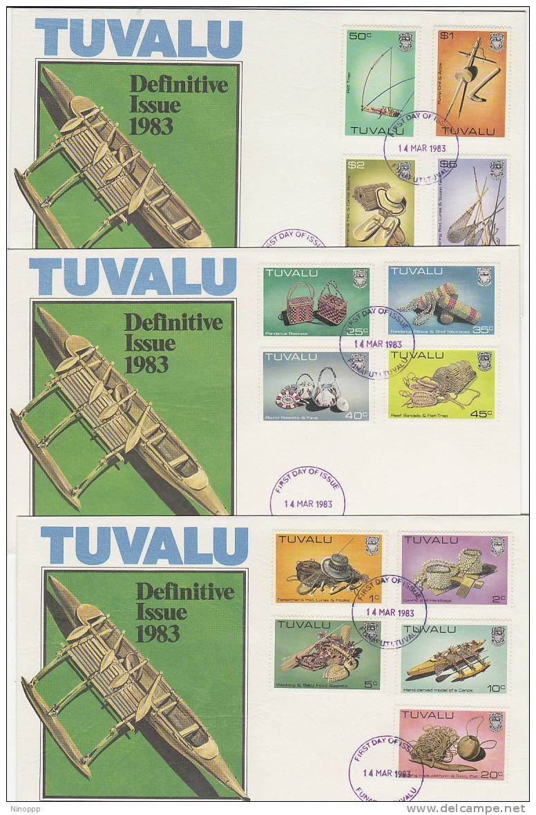 Tuvalu-1983 Handcrafts Definitives  FDCs - Tuvalu (fr. Elliceinseln)